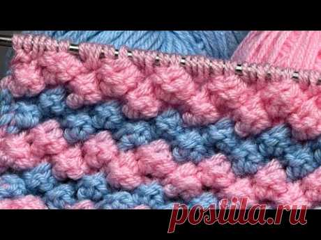 Необычный узор спицами ПОПКОРН.