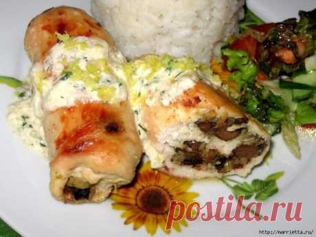 Куриные рулеты с печенью и черносливом