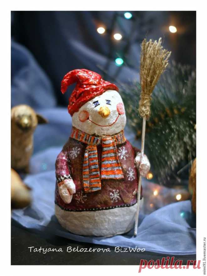 Мастер-класс: снеговик в технике ватного папье-маше - Ярмарка Мастеров - ручная работа, handmade