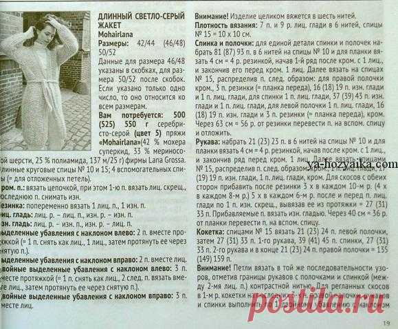 Длинный жакет спицами из мохера. Жакет спицами с описанием