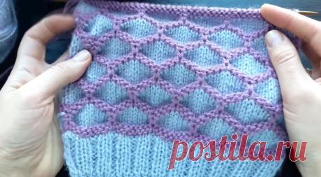 Двухцветный объемный узор (Вязание спицами) – Журнал Вдохновение Рукодельницы