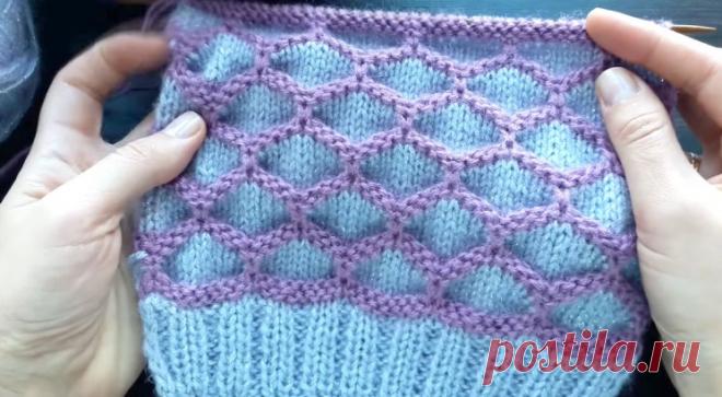 Двухцветный объемный узор (Вязание спицами) – Журнал Вдохновение Рукодельницы