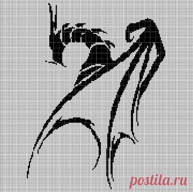 Схема вышивки крестом силуэт черного дракона в pdf