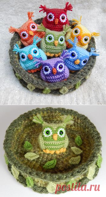 Радужные совы крючком | Домохозяйки