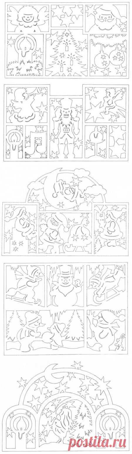 шаблоны вытынанок к Новому году и Рождеству