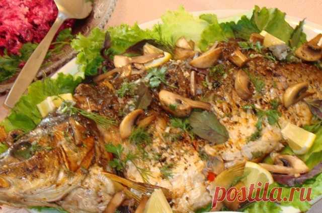 Карп с шампиньонами на Новый год — Домашняя кулинария