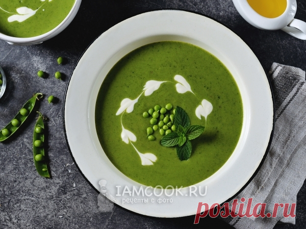 Суп-пюре из зеленого горошка с мятой — рецепт с фото Рецепт вкусного, нежного весеннего супа-пюре из зеленого горошка со свежими листочками мяты.