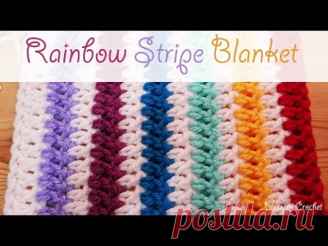 Super Easy Crochet: Rainbow Stripes Blanket / Scarf