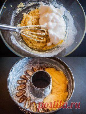 Лимонный кекс на манке с финиками и глазурью из йогурта