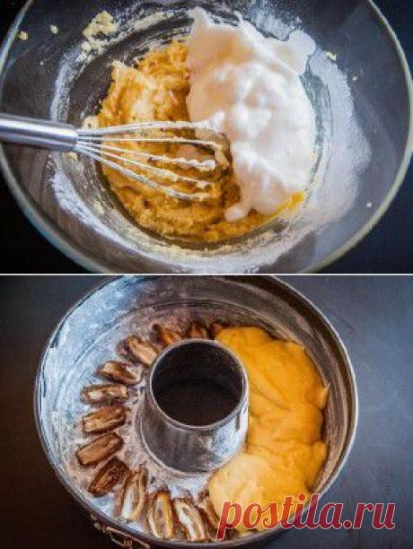 Лимонный кекс на манке с финиками и глазурью из йогурта