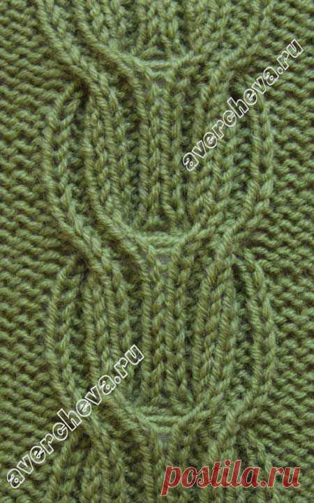 коса из перекрещенной резинки из лицевых и изнаночных | каталог вязаных спицами узоров