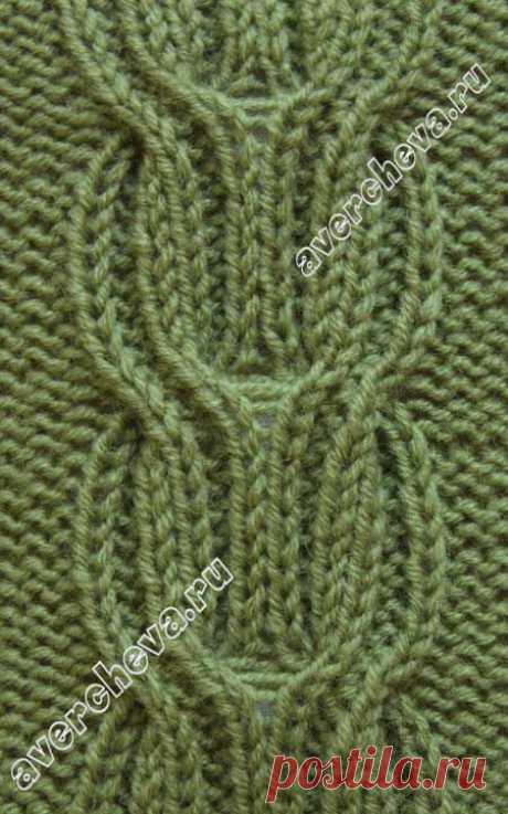 коса из перекрещенной резинки из лицевых и изнаночных | каталог вязаных спицами узоров