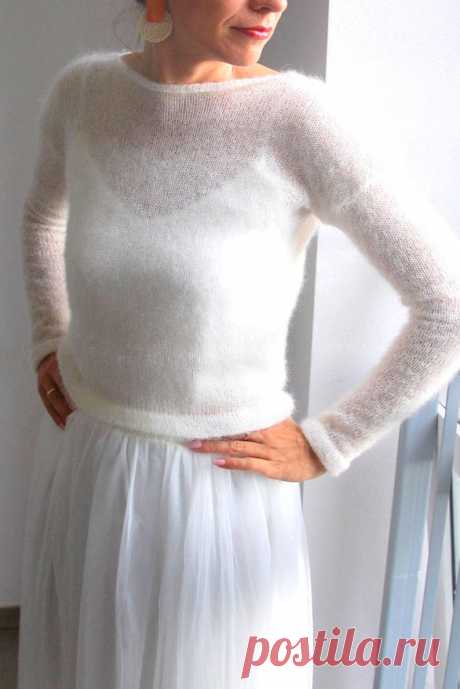 White sweater sweater mohair sweater white jumper wedding | Etsy