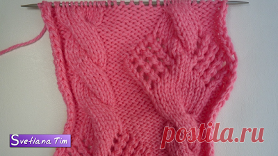 Вязание спицами. Узоры, Схемы и Видеоуроки - Svetlana Tim: КОСЫ с АЖУРНЫМИ РОМБАМИ. Вязание спицами # 310