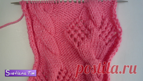 Вязание спицами. Узоры, Схемы и Видеоуроки - Svetlana Tim: КОСЫ с АЖУРНЫМИ РОМБАМИ. Вязание спицами # 310