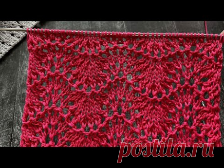 Шикарный ажурный узор спицами для кардигана Павлиний хвост