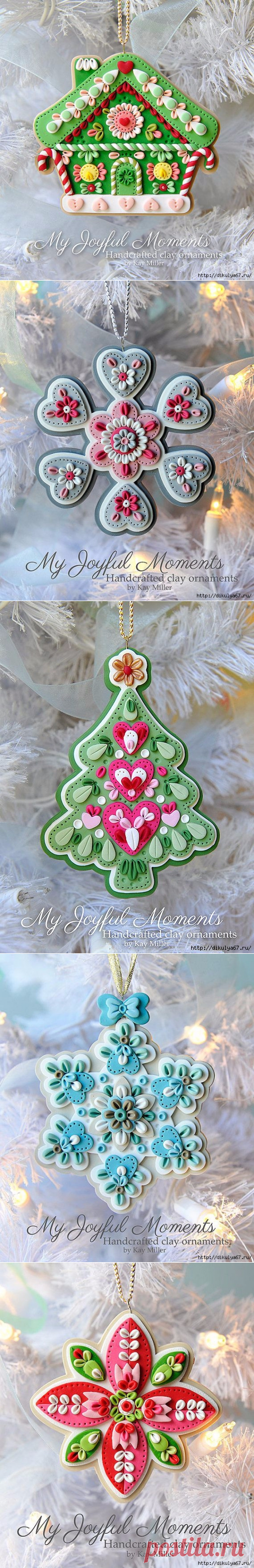 Новогодние домики, елочки, снежинки из пластики