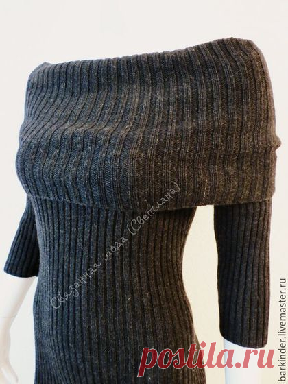 Купить Вязаное платье-резинка "Меланжевый антрацид" - темно-серый, однотонный, платье, платье вязаное