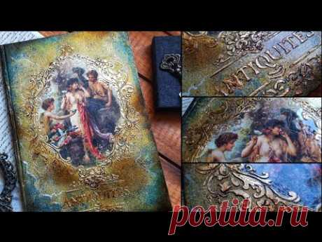 Decoupage on the cover of notebook using gilding foil and stencils ♡♡♡Inspiracja dla ITD Collection
