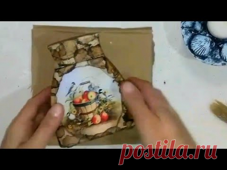 Украшаю банку чайными пакетиками.