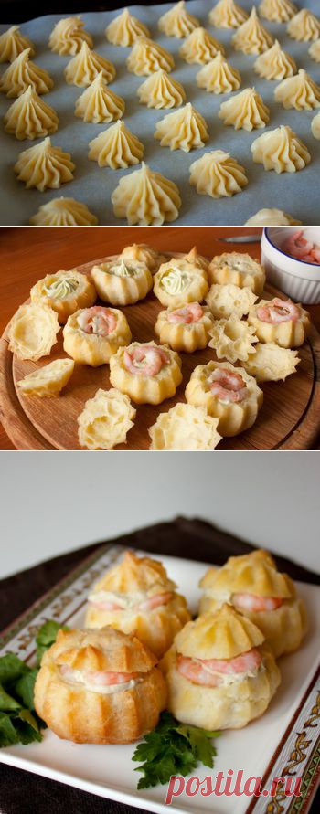 Закусочные профитроли со сливочным кремом и креветками - Пошаговый рецепт с фото | Выпечка | Закуски | Вкусный блог - рецепты под настроение