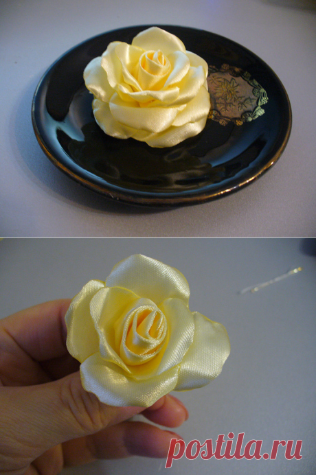 Делаем очаровательную атласную розу
