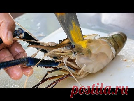Тайская еда - Гигантские Креветки салат из помело Бангкок морепродукты Таиланд