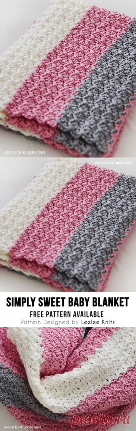 Simply Sweet Crochet Baby Blanket #crochet #babyblanket #crochetblanketpattern #babyblanketpattern #crochetpatternfree #crochetpatternforblanket