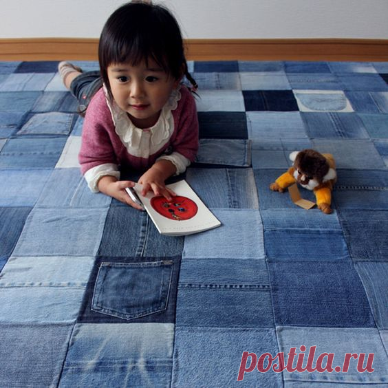 Перерабатываем старые джинсы в ковры и коврики!Идеи и примеры.