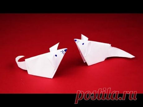 Как сделать мышку оригами из бумаги легко и просто. Очень простое оригами за 5 минут