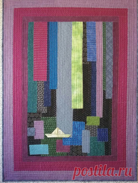 Фестиваль Quilt Fest-2016 уже начался! А значит можно выложить здесь свою конкурсную работу!
Панно "В поиске себя". Ручная сборка и стежка.