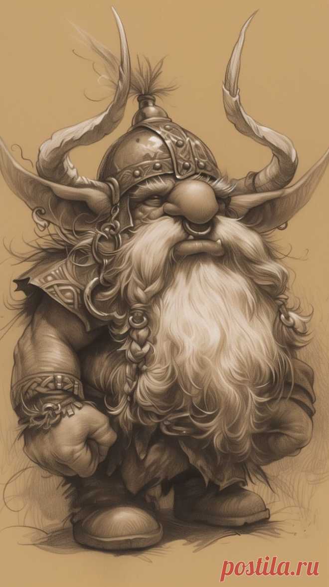 Рисунок. Гном. Фантазийный характерный персонаж.