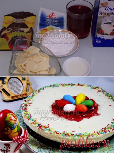 Бисквитный торт. Пасхальное гнездо. Рецепт с пошаговыми фото