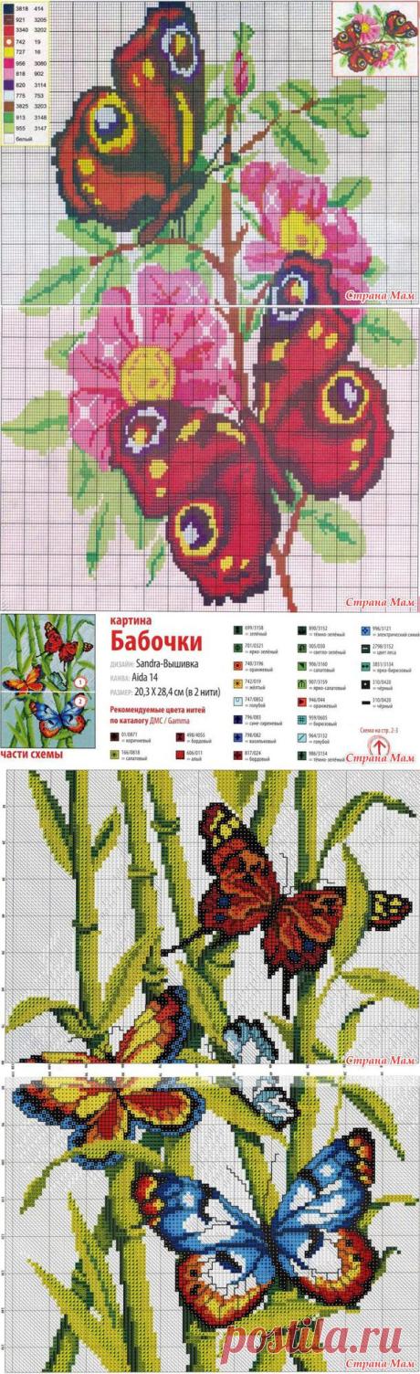 Вышивка «Бабочка на цветах» - Клуб рукоделия - Страна Мам