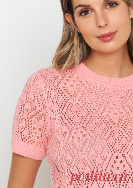 Розовый красавчик-джемпер, схема узора | Вязание спицами LenkomKnit | Дзен