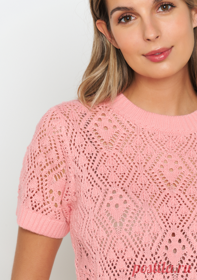 Розовый красавчик-джемпер, схема узора | Вязание спицами LenkomKnit | Дзен
