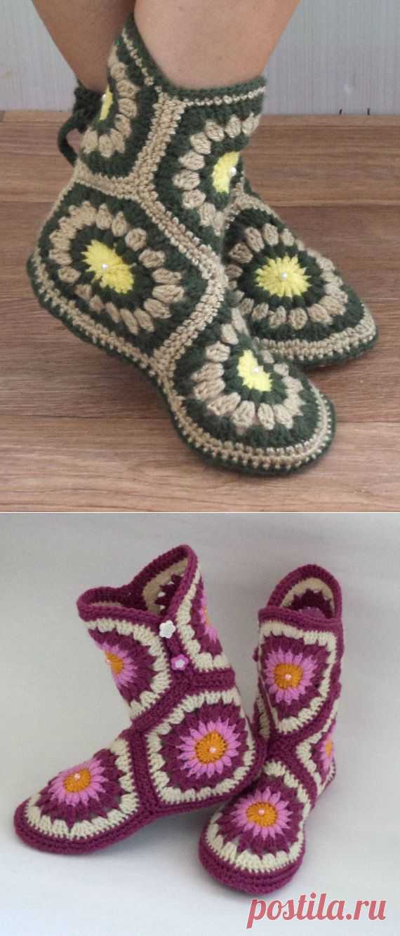 Носки: Ручная вязать socksslipper / Женская обувь по LyudmilaHandmade