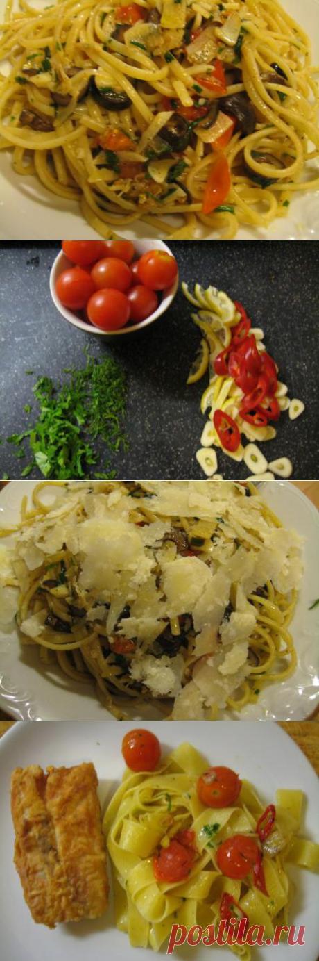 Лапша средиземноморская с лимоном и чесноком. | 4vkusa.ru