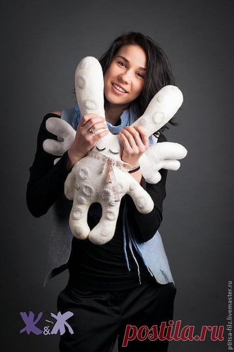 Купить Подушка "Ангельский заяц" - белый, зайка-подушка, подушка - ангел, подарок на день рождения