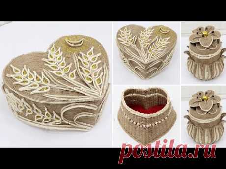 5 Storage jewelry box from jute rope | Diy storage box ideas
