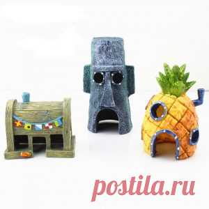 Декор в аквариум в виде домиков из мультфильма Губка Боб | Алиэкспресс на русском. shopperali.ru