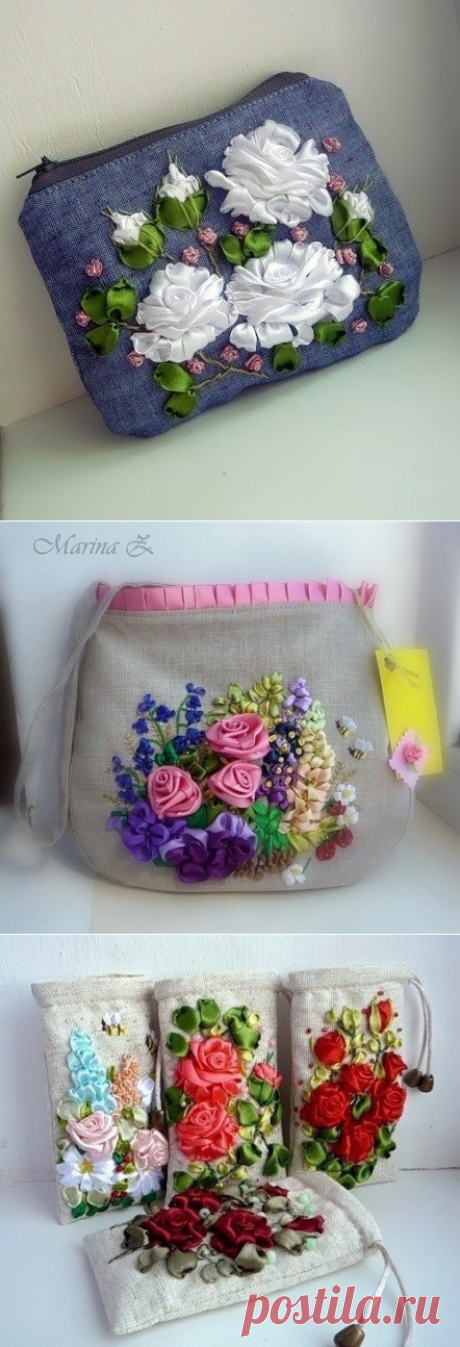 Вышивка лентами - красивые идеи