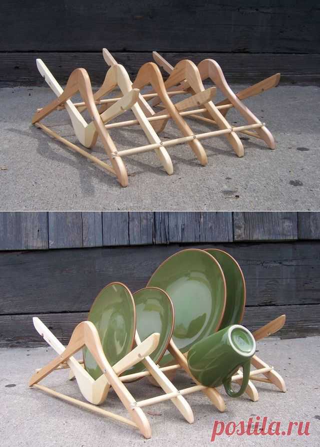 Подставка для тарелок и чашек из вешалок своими руками | HandMade Idea