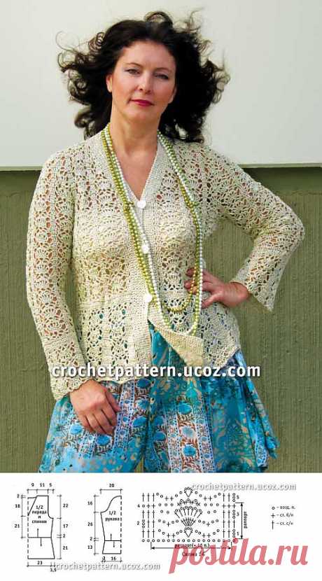 Страница №74. Ажурный жакет для лета крючком. - 12 Августа 2013 - Золотая коллекция узоров для вязания крючком