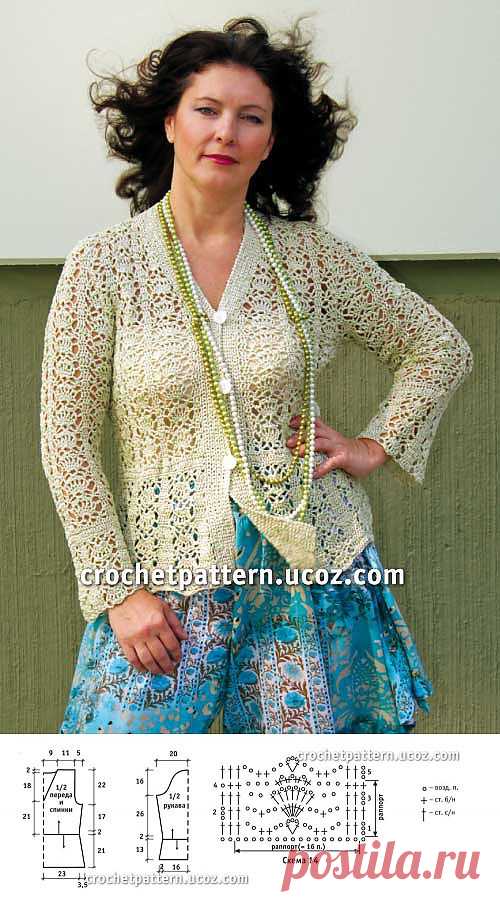 Страница №74. Ажурный жакет для лета крючком. - 12 Августа 2013 - Золотая коллекция узоров для вязания крючком