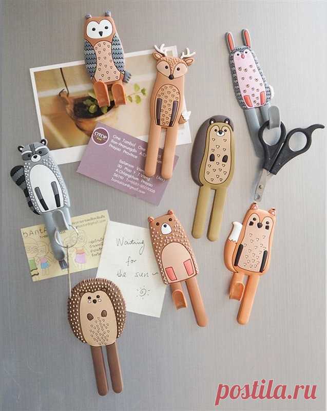 Магниты в виде зверей с лапками, которые могут быть использованы в качестве крючков