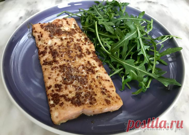 Семга в глазури Быстрый рецепт из филе семги. Очень вкусное и полезное блюдо, прекрасная идея для ужина.филе семги - 2*125 грастопленное сливочное масло 2 ст.л.кленовый сироп 2 ст.л.соевый соус 1 ст.л.зернистая горчи...