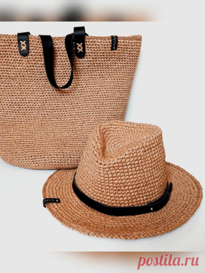 Сумка и шляпа из рафии (Вязание крючком) – Журнал Вдохновение