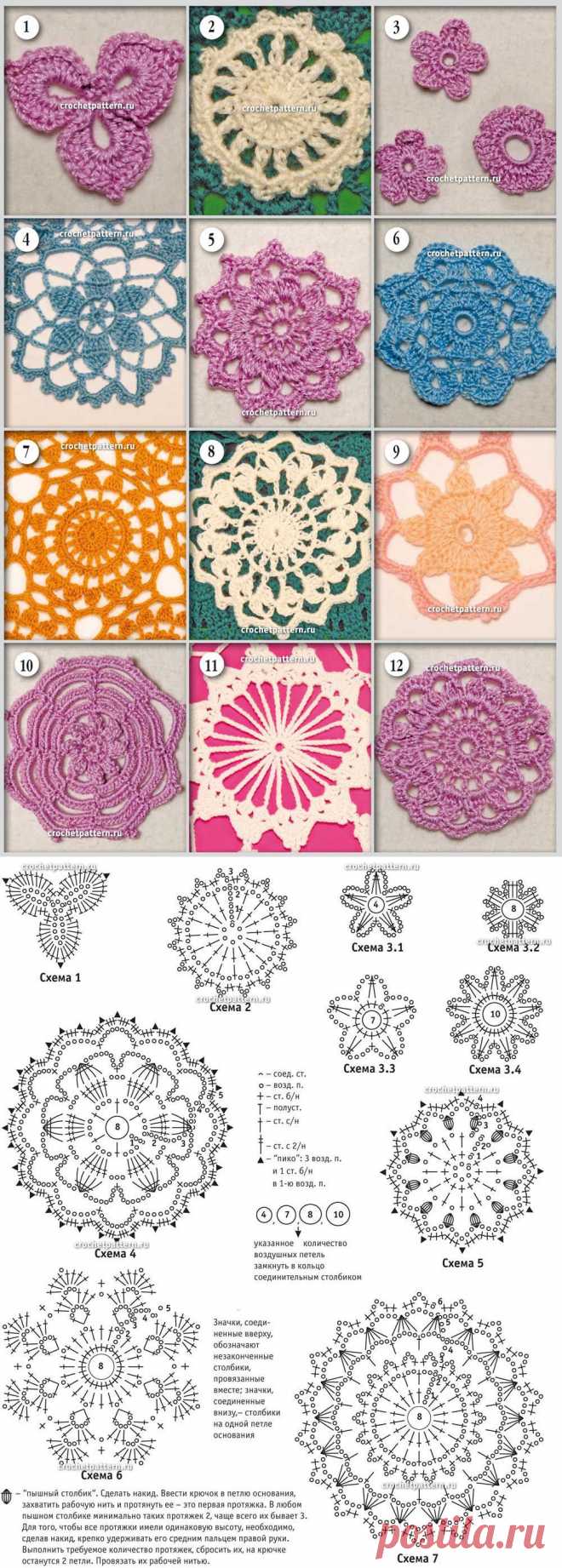 Страница №64. Узоры и схемы для вязания крючком. - 29 Апреля 2013 - Золотая коллекция узоров для вязания крючком