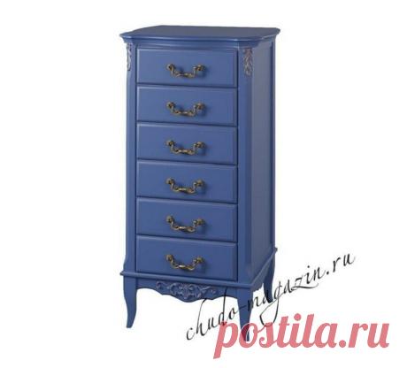 Высокий комод синего цвета на ножках с 6 тью ящиками купить по цене 48 000 руб. в Москве — интернет магазин chudo-magazin.ru
